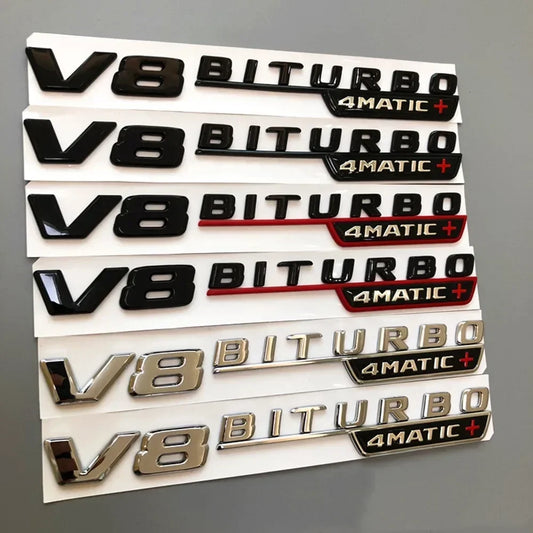 Logo V8 BITURBO 4MATIC+ For Mercedes Benz AMG V8 C200 C300 E300 E400 W213